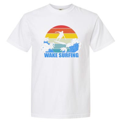 Wake Surfing Retro Sunset Garment-Dyed Heavyweight T-Shirt