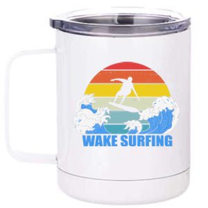 Wake Surfing Retro Sunset 12 oz Stainless Steel Tumbler Cup