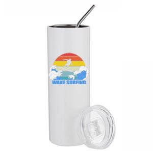 Wake Surfing Retro Sunset Stainless Steel Tumbler