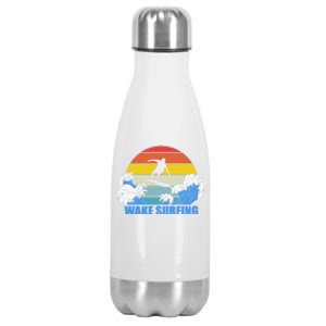 Wake Surfing Retro Sunset Stainless Steel Insulated Water Bottle