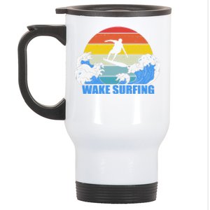 Wake Surfing Retro Sunset Stainless Steel Travel Mug