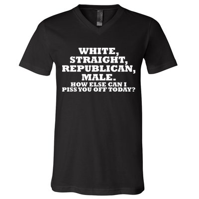White Straight Republican Male Funny Republican V-Neck T-Shirt