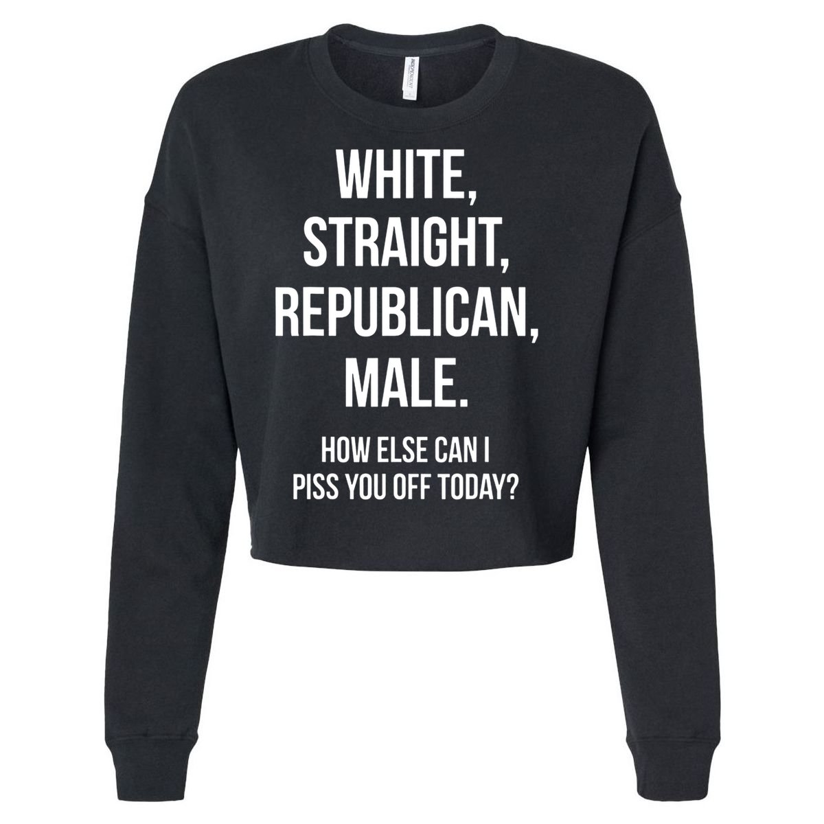 White, Straight, Republican, Male Funny Republican Cropped Pullover Crew