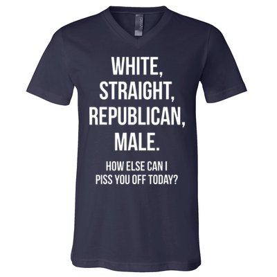 White, Straight, Republican, Male Funny Republican V-Neck T-Shirt