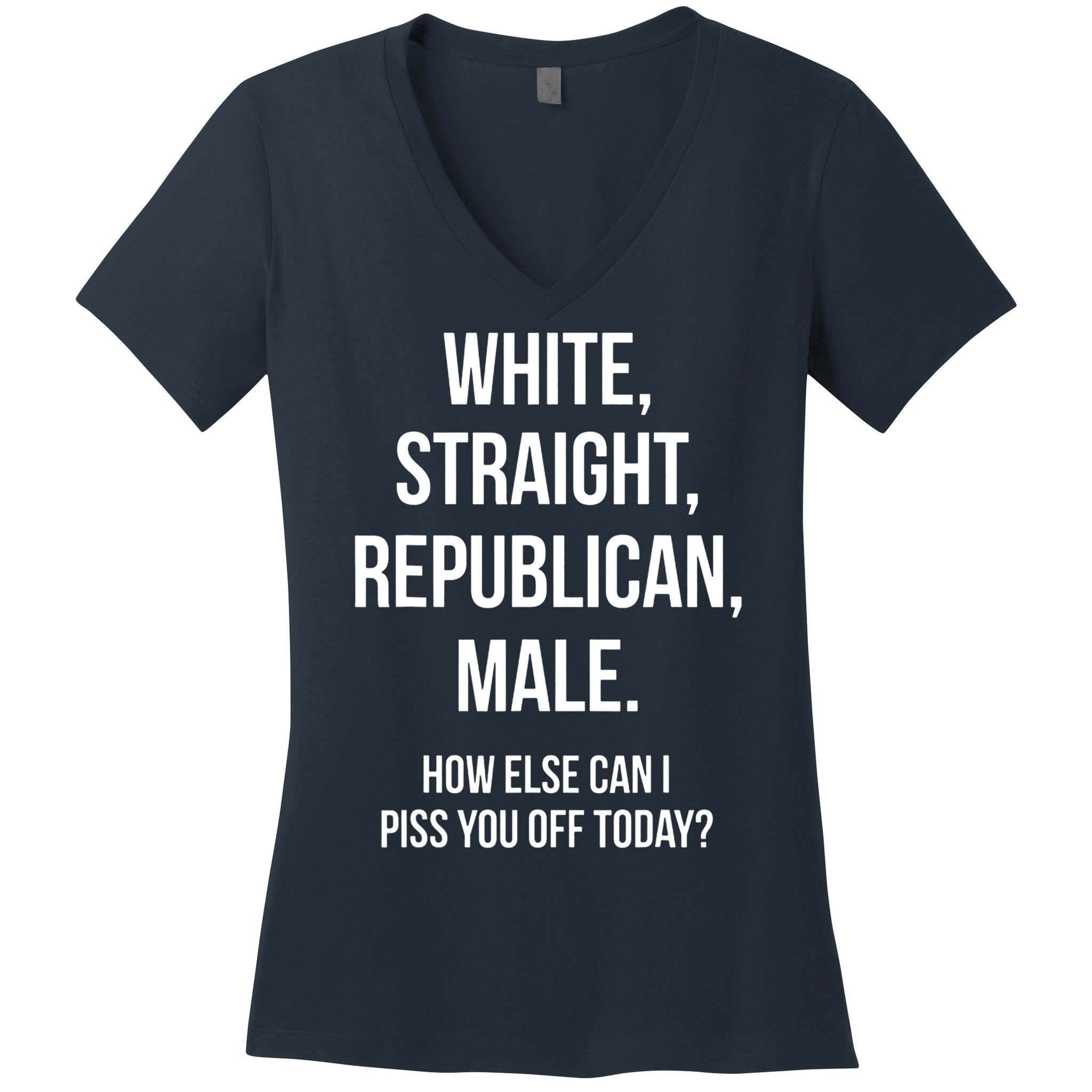 White, Straight, Republican, Male Funny Republican Women's V-Neck T-Shirt
