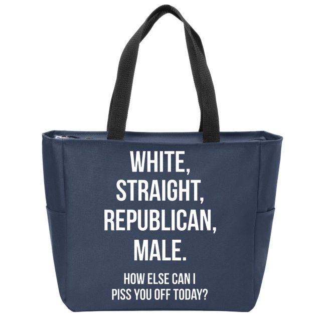 White, Straight, Republican, Male Funny Republican Zip Tote Bag