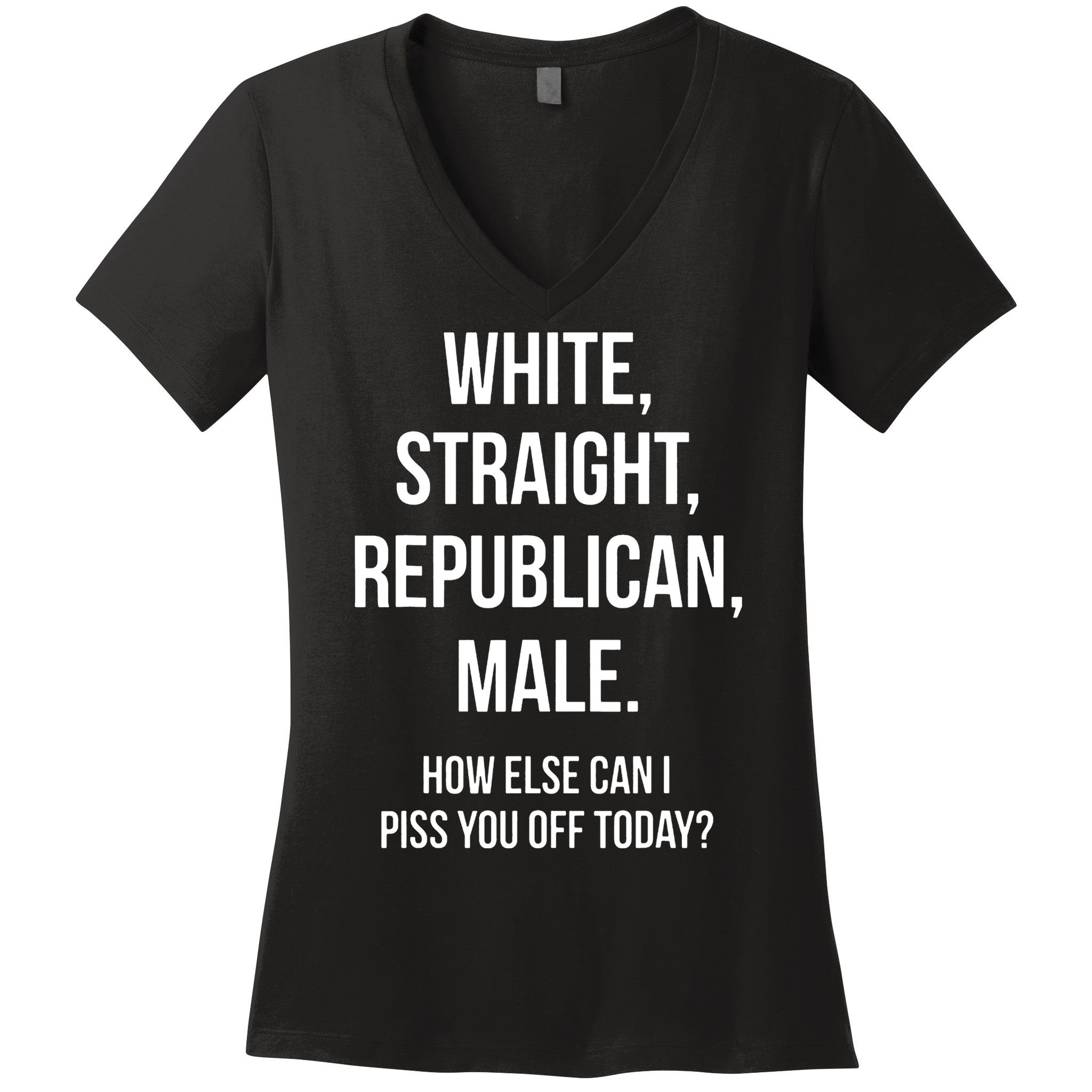 White Straight Republican Male Funny Republican Women's V-Neck T-Shirt