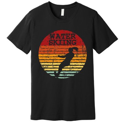 Water Skiing Retro Waterski Vintage Waterskiing Sunset Ski Premium T-Shirt