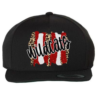 Wildcats Splash Red White Black School Spirit Wool Snapback Cap