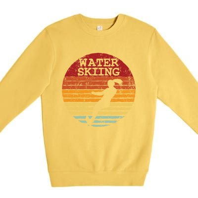 Water Skiing Retro Waterski Vintage Waterskiing Sunset Ski Meaningful Gift Premium Crewneck Sweatshirt