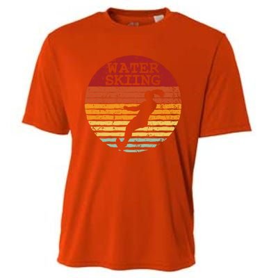 Water Skiing Retro Waterski Vintage Waterskiing Sunset Ski Meaningful Gift Cooling Performance Crew T-Shirt