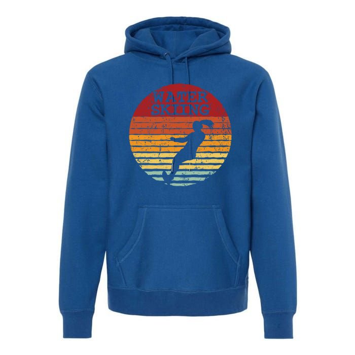 Water Skiing Retro Waterski Vintage Waterskiing Sunset Ski Meaningful Gift Premium Hoodie