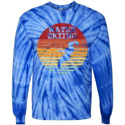 Water Skiing Retro Waterski Vintage Waterskiing Sunset Ski Meaningful Gift Tie-Dye Long Sleeve Shirt