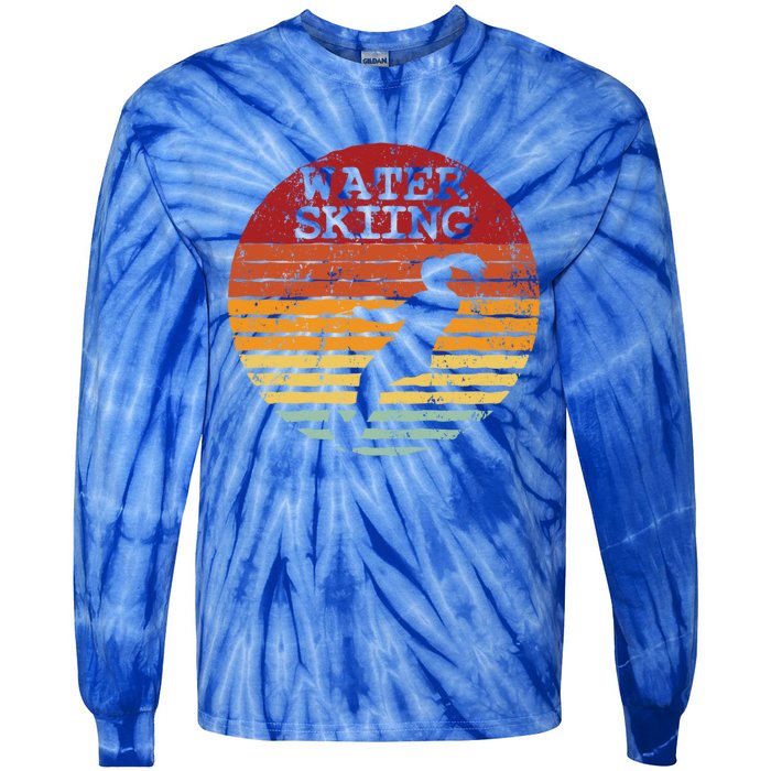 Water Skiing Retro Waterski Vintage Waterskiing Sunset Ski Meaningful Gift Tie-Dye Long Sleeve Shirt