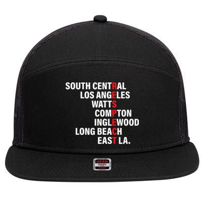 West Side RESPECT Los Angeles Watts Compton Long Beach 7 Panel Mesh Trucker Snapback Hat