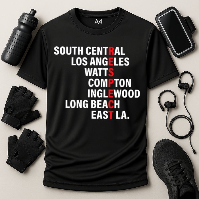 West Side RESPECT Los Angeles Watts Compton Long Beach Cooling Performance Crew T-Shirt