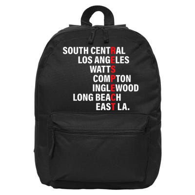 West Side RESPECT Los Angeles Watts Compton Long Beach 16 in Basic Backpack