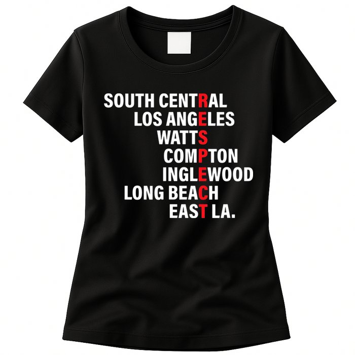 West Side RESPECT Los Angeles Watts Compton Long Beach Womens T-Shirt