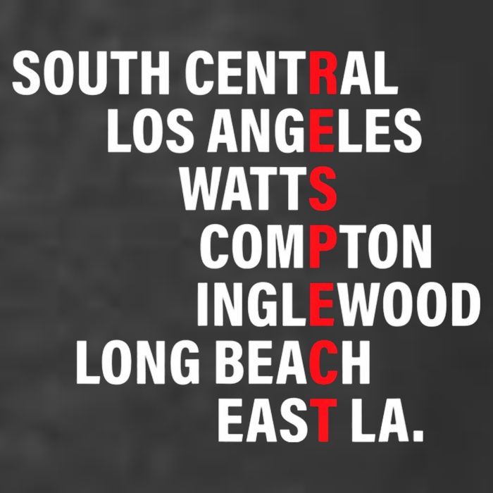 West Side RESPECT Los Angeles Watts Compton Long Beach T-Shirt