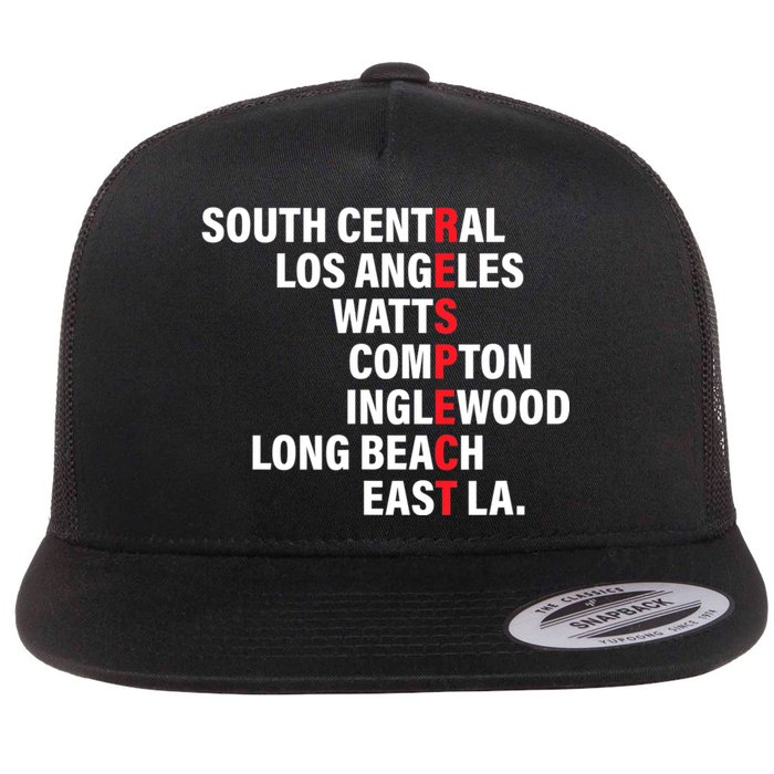 West Side RESPECT Los Angeles Watts Compton Long Beach Flat Bill Trucker Hat
