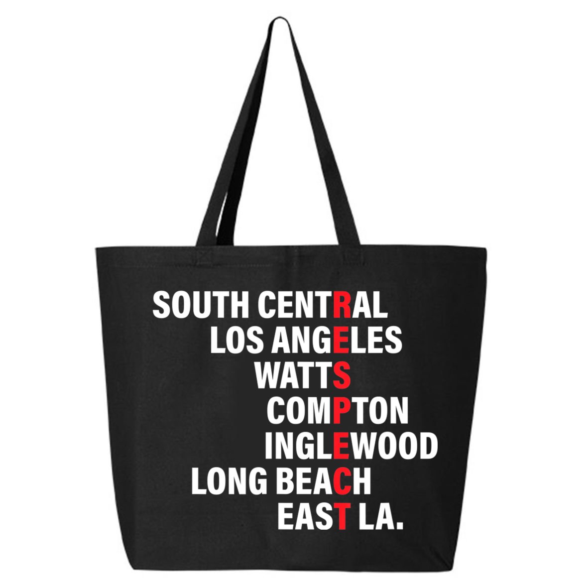 West Side RESPECT Los Angeles Watts Compton Long Beach 25L Jumbo Tote