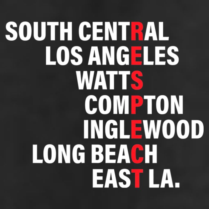 West Side RESPECT Los Angeles Watts Compton Long Beach Golf Towel