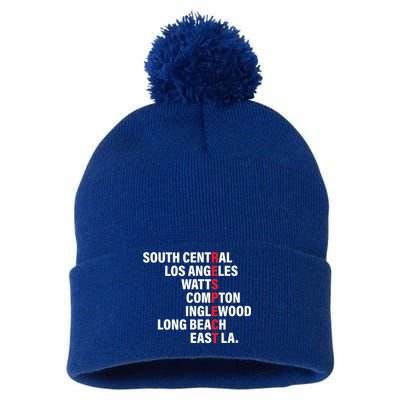 West Side RESPECT Los Angeles Watts Compton Long Beach Pom Pom 12in Knit Beanie