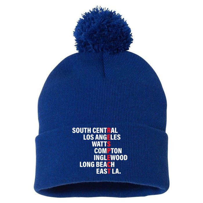 West Side RESPECT Los Angeles Watts Compton Long Beach Pom Pom 12in Knit Beanie