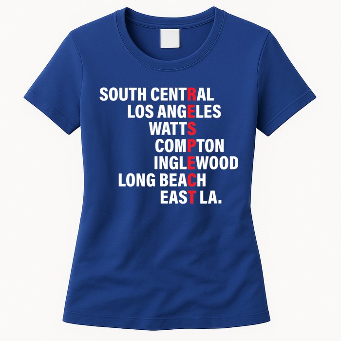 West Side RESPECT Los Angeles Watts Compton Long Beach Womens T-Shirt