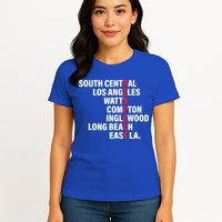 West Side RESPECT Los Angeles Watts Compton Long Beach Womens T-Shirt