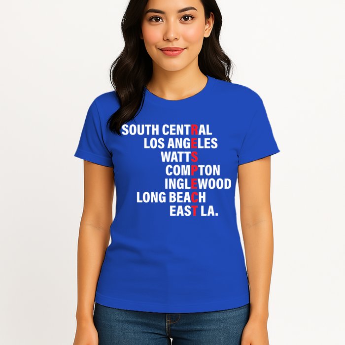 West Side RESPECT Los Angeles Watts Compton Long Beach Womens T-Shirt
