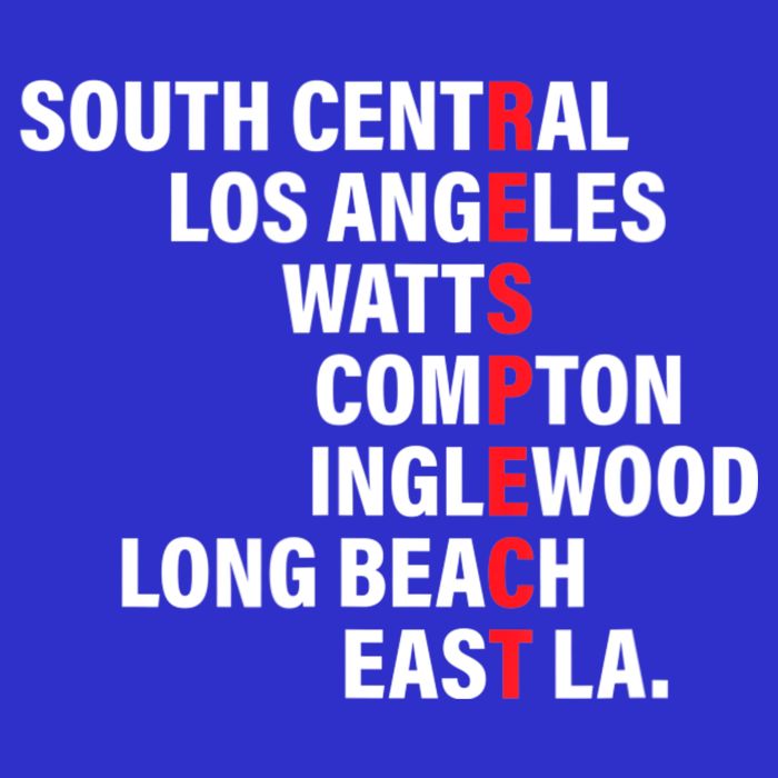 West Side RESPECT Los Angeles Watts Compton Long Beach Short Acrylic Beanie
