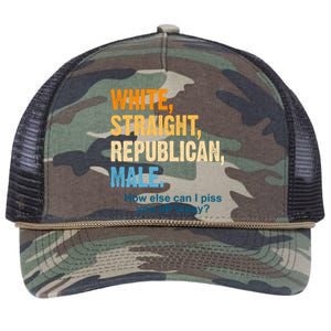 White Straight Republican Male Piss You Off Funny Retro Rope Trucker Hat Cap