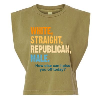 White Straight Republican Male Piss You Off Funny Garment-Dyed Women's Muscle Tee