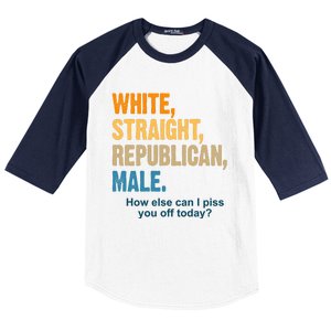 White Straight Republican Male Piss You Off Funny Baseball Sleeve Shirt