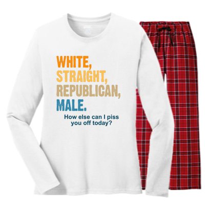 White Straight Republican Male Piss You Off Funny Women's Long Sleeve Flannel Pajama Set 