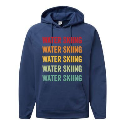 Water Skiing Rainbow Design Water Skiing Sport Colorful Great Gift Performance Fleece Hoodie