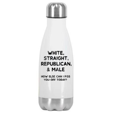 White Straight Republican Male Stainless Steel Insulated Water Bottle