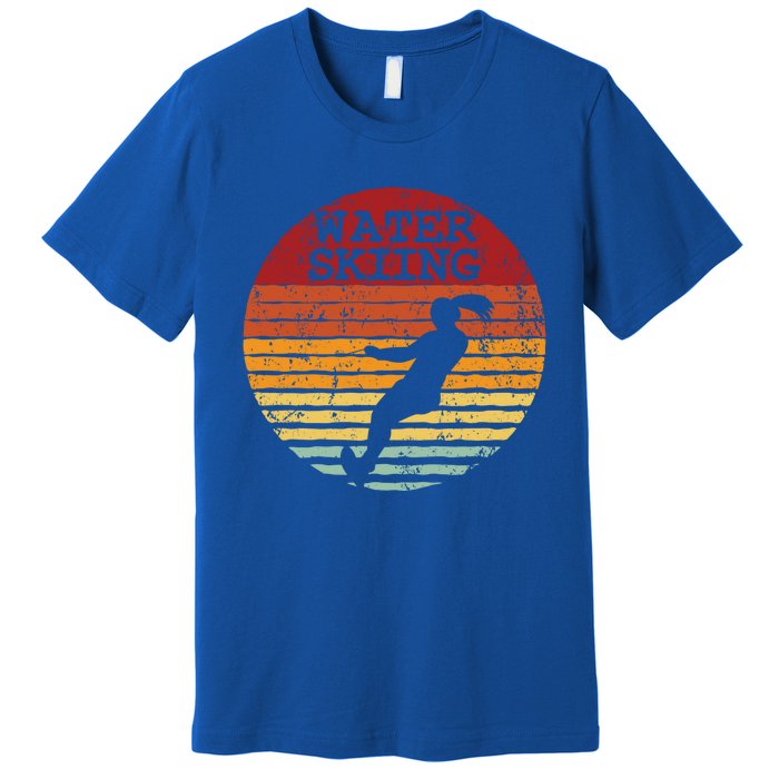 Water Skiing Retro Waterski Vintage Waterskiing Sunset Ski Gift Premium T-Shirt