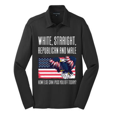 White Straight Republican Male Silk Touch Performance Long Sleeve Polo