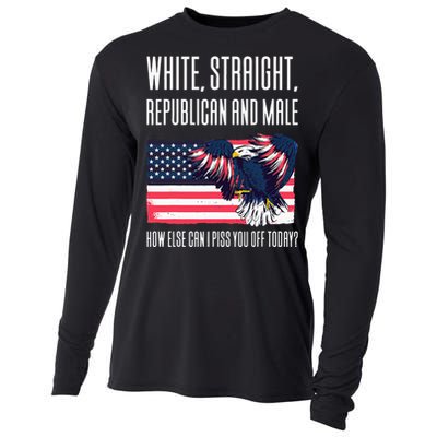 White Straight Republican Male Cooling Performance Long Sleeve Crew