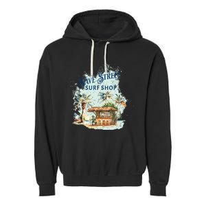 Wave Street Retro Vacation Beach Surfing Sunset Beach Hut Garment-Dyed Fleece Hoodie