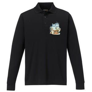 Wave Street Retro Vacation Beach Surfing Sunset Beach Hut Performance Long Sleeve Polo