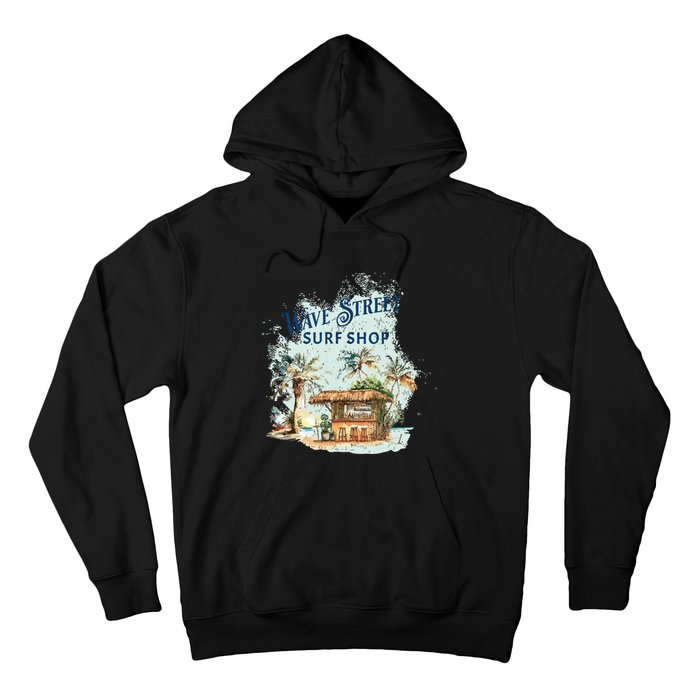 Wave Street Retro Vacation Beach Surfing Sunset Beach Hut Hoodie