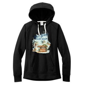 Wave Street Retro Vacation Beach Surfing Sunset Beach Hut Women's Fleece Hoodie