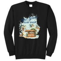 Wave Street Retro Vacation Beach Surfing Sunset Beach Hut Tall Sweatshirt