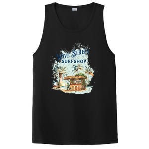 Wave Street Retro Vacation Beach Surfing Sunset Beach Hut PosiCharge Competitor Tank