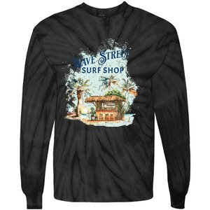 Wave Street Retro Vacation Beach Surfing Sunset Beach Hut Tie-Dye Long Sleeve Shirt