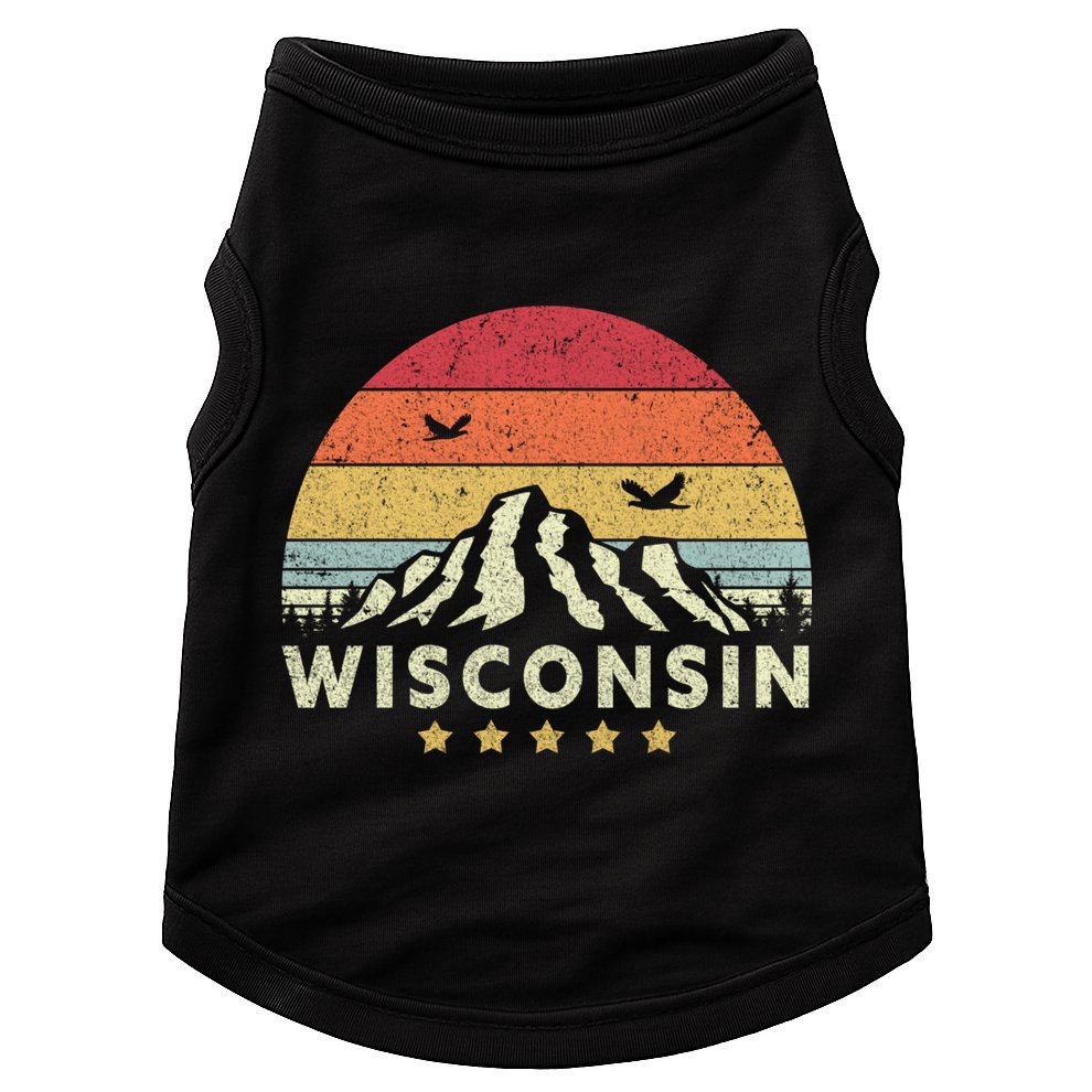 Wisconsin Shirt. Retro Style WI, USA Doggie Tank
