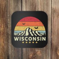 Wisconsin Shirt. Retro Style WI, USA Coaster